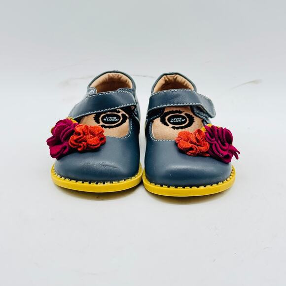 Livie & Luca Shoes Girls 4C Gray Leather Mary Jane Flower Ballet Flats Casual - Picture 2 of 12